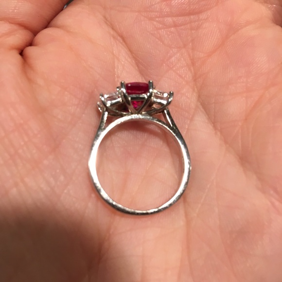 Ruby + White Gem + 9 Karat White Gold Ring, NWOT - Picture 8 of 11